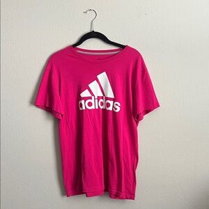 Adidas Hot Pink Tee with White Logo